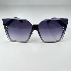 2/$25 SALE Women’s Fashion Square Rimless Sunglasses Black Silver Grey lenses